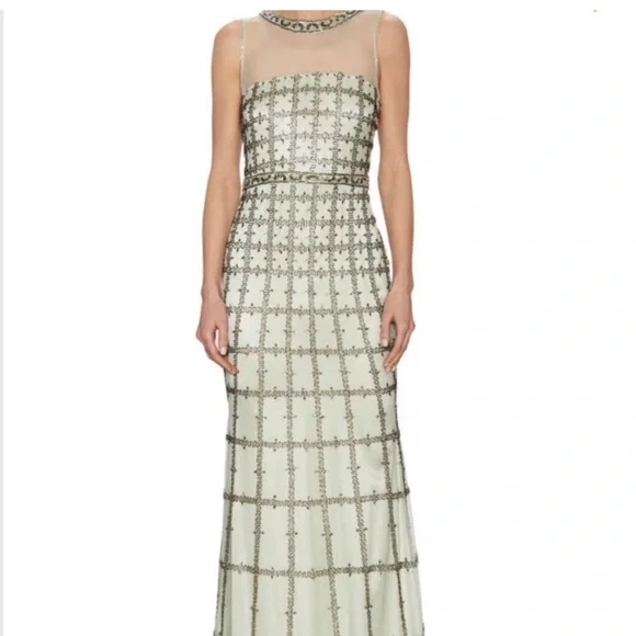 beaded dress white lotus Art Deco Beaded Tulle Gown – Terijon.com